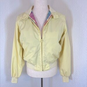VNTG American Eagle Butter Yellow Plaid Lined Bomber Jacket